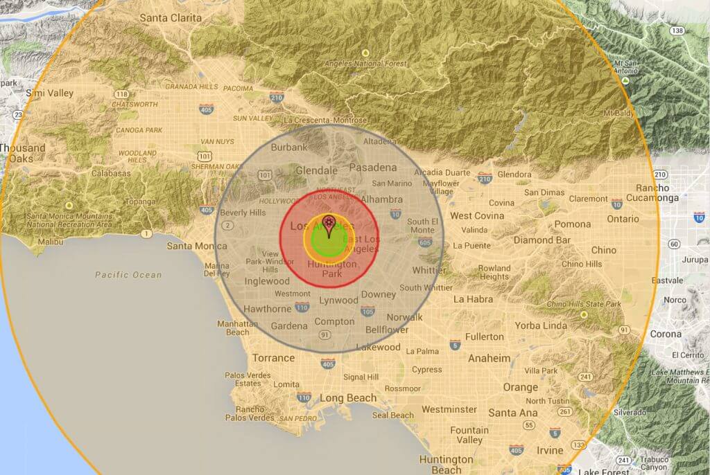 Nuclear Bomb Effects Map