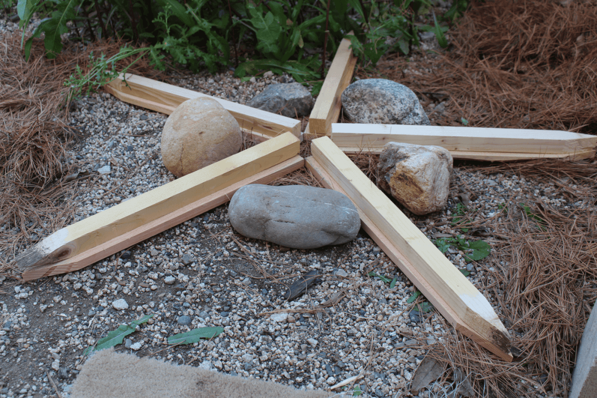 Fire lay called star fire, which is a safe fire that uses 5 sticks placed to make a star shape