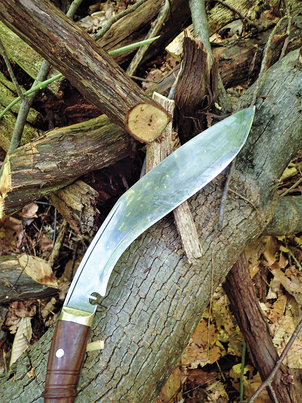 Smaller vines were cut in one or two chops using the Knives By Hand 12-inch Survival Kukri. 