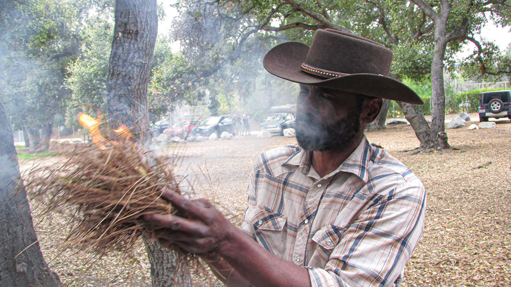 Hop Hopkins successfully makes a fire 