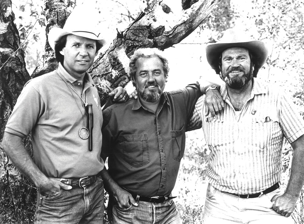 Dave Wescott, Richard Jamison and Larry Dean Olsen—the three Rabbit Stick organizers—circa 1990