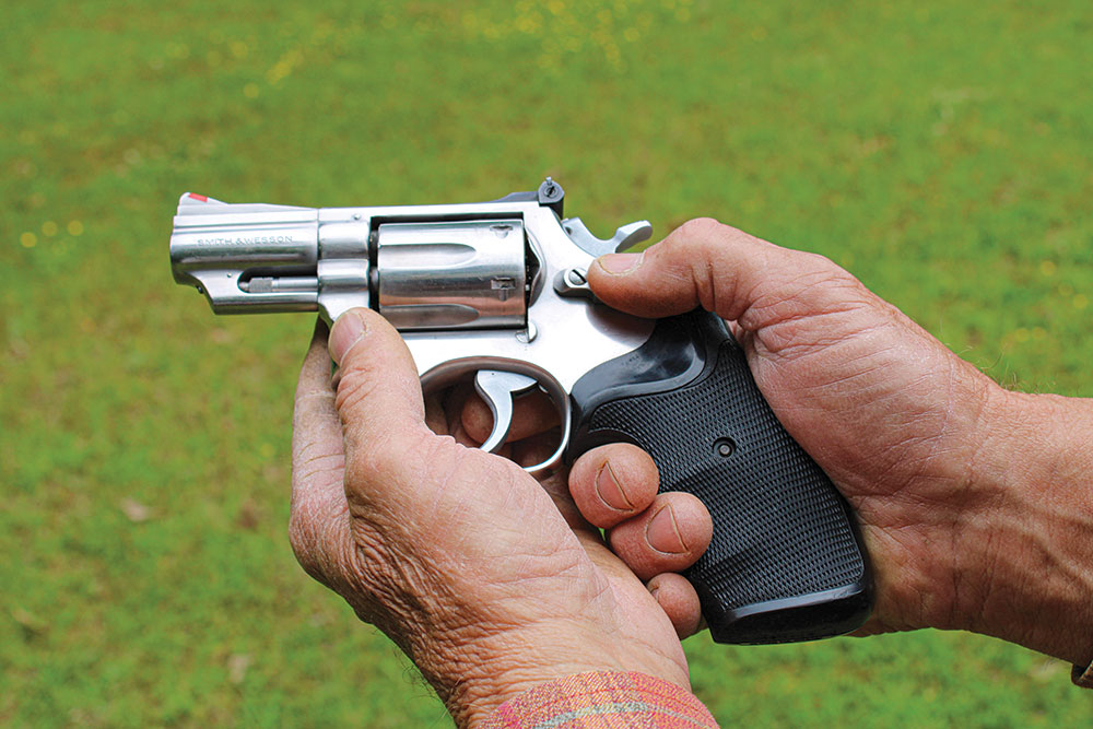 Whether conducting a speed or tactical reload of a revolver, the first step is to hit the release to open the cylinder.