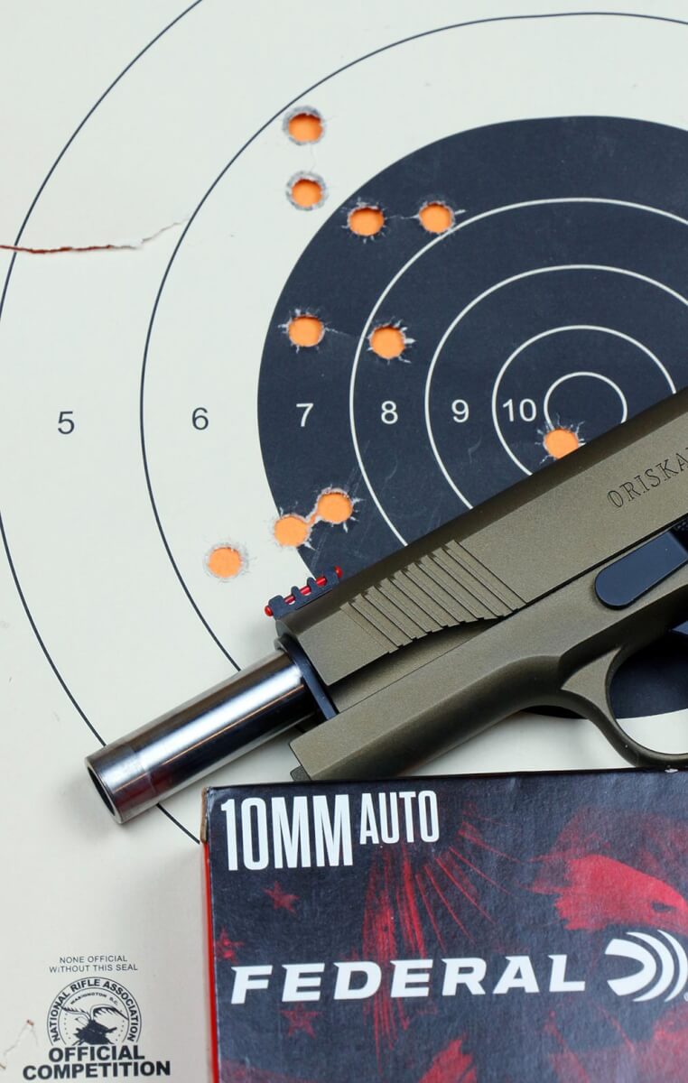 The first few rounds out of the author’s pistol showed that it was hitting to the left. 