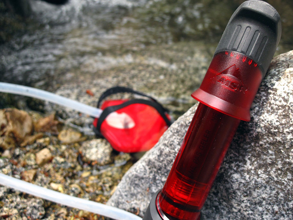 The MSR Hyper Flow Microfilter is used in a creek.
