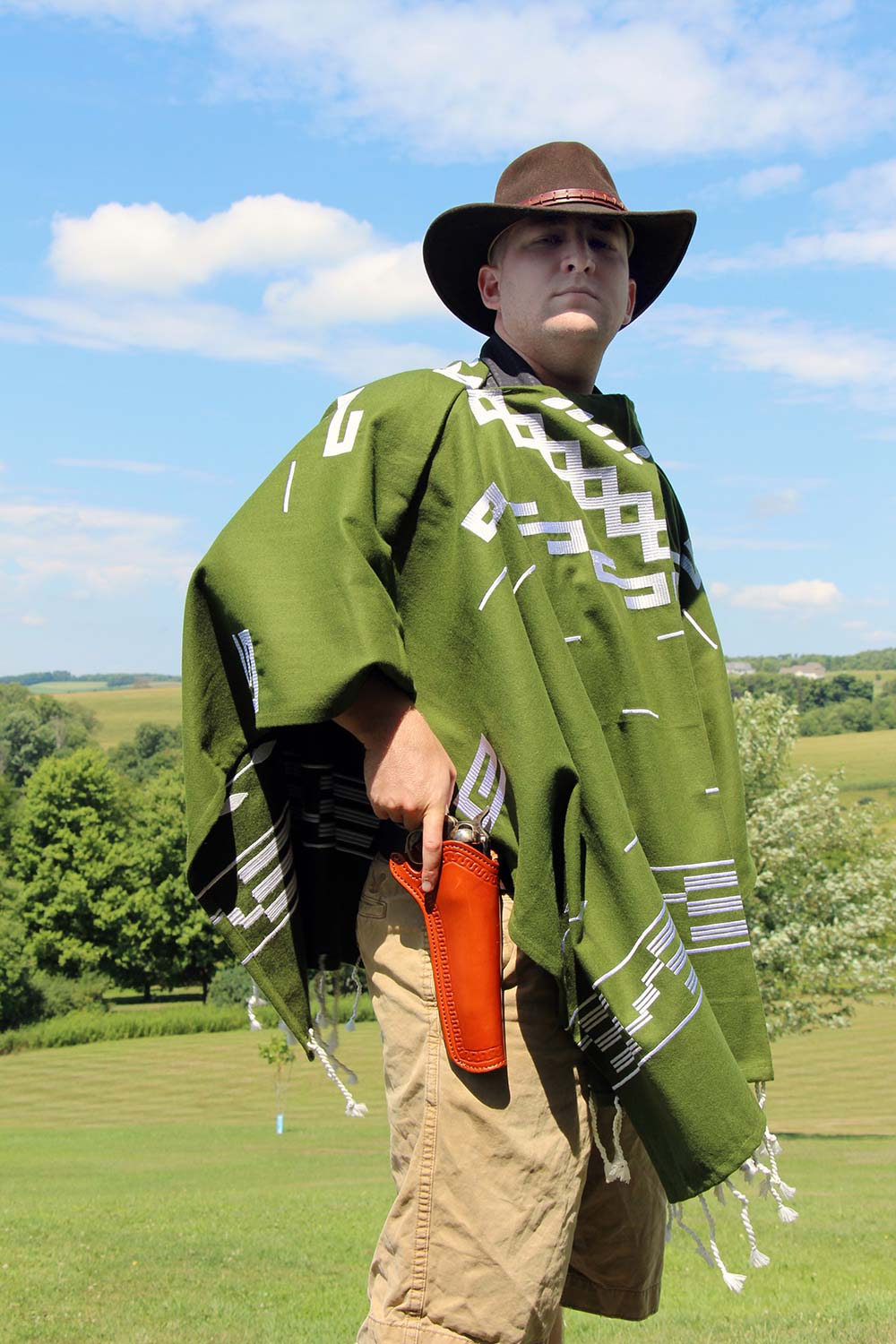 The wool Man-With-No-Name Poncho worn by the author’s son Sean