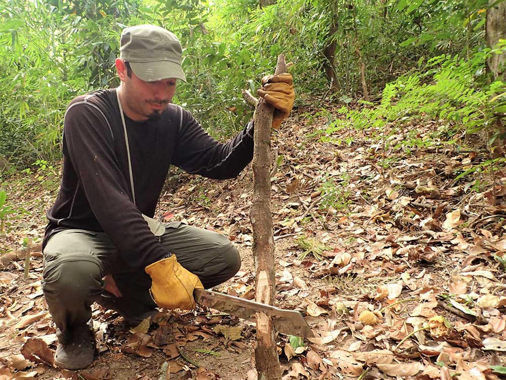 Chopping from a squatting position 