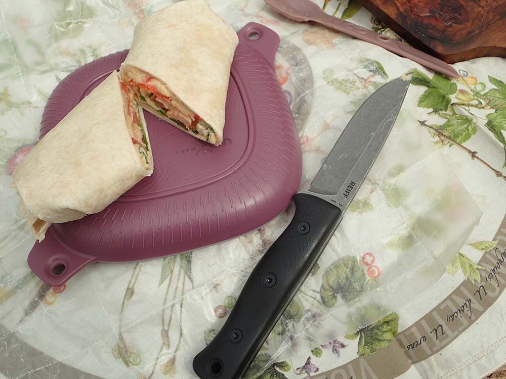 The author used the top piece of the kit to make easy slices on a wrap.