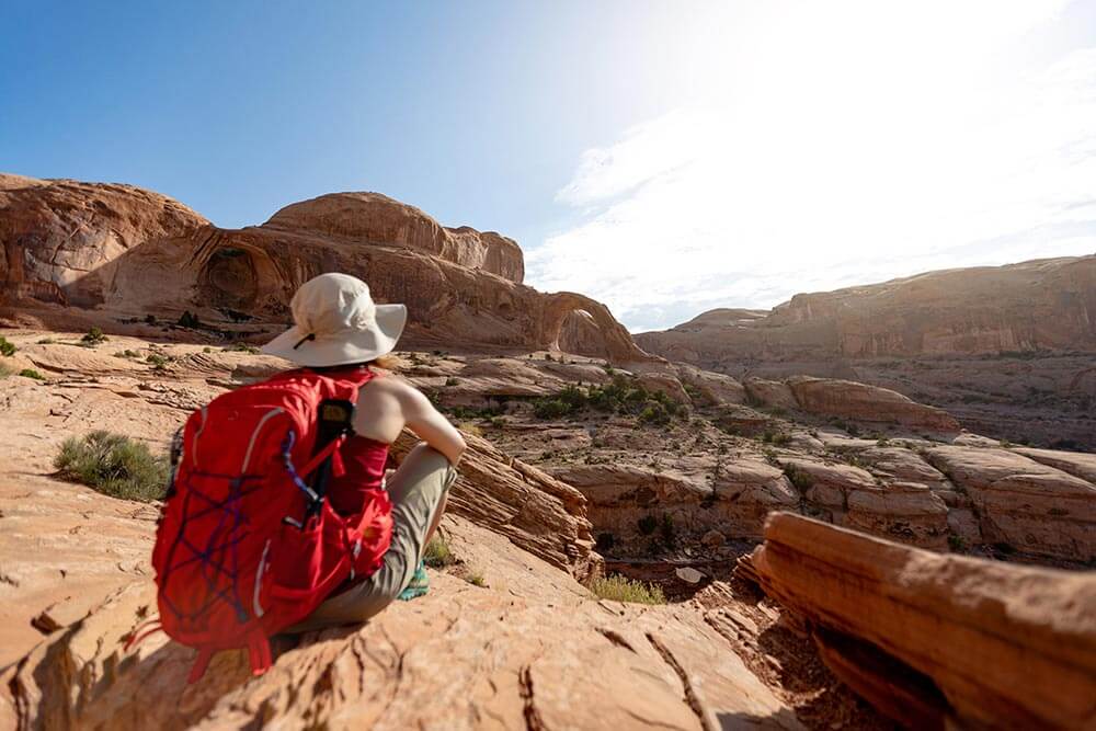 wear a wide-brimmed hat when hiking in the desert