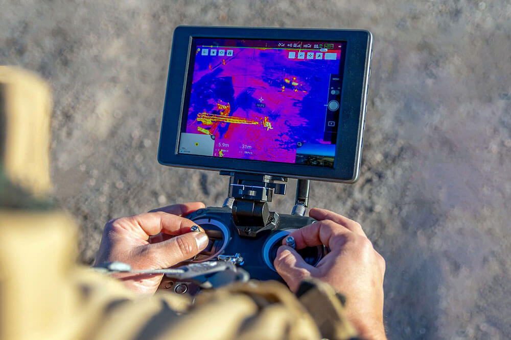 Infrared-viewing camera in drone