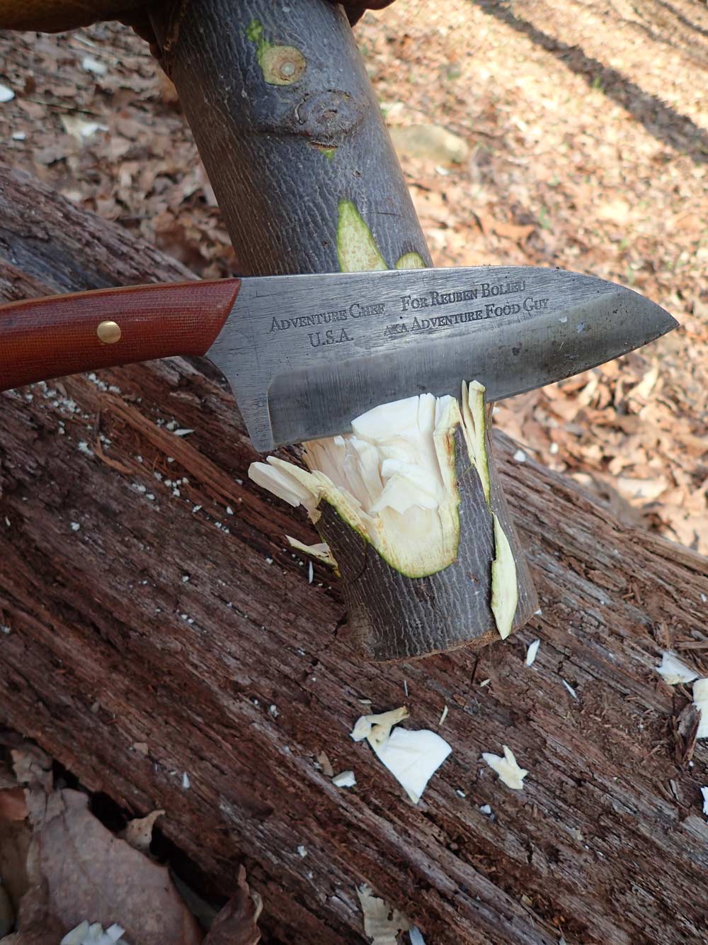 The author made a wooden maul out of green poplar. 