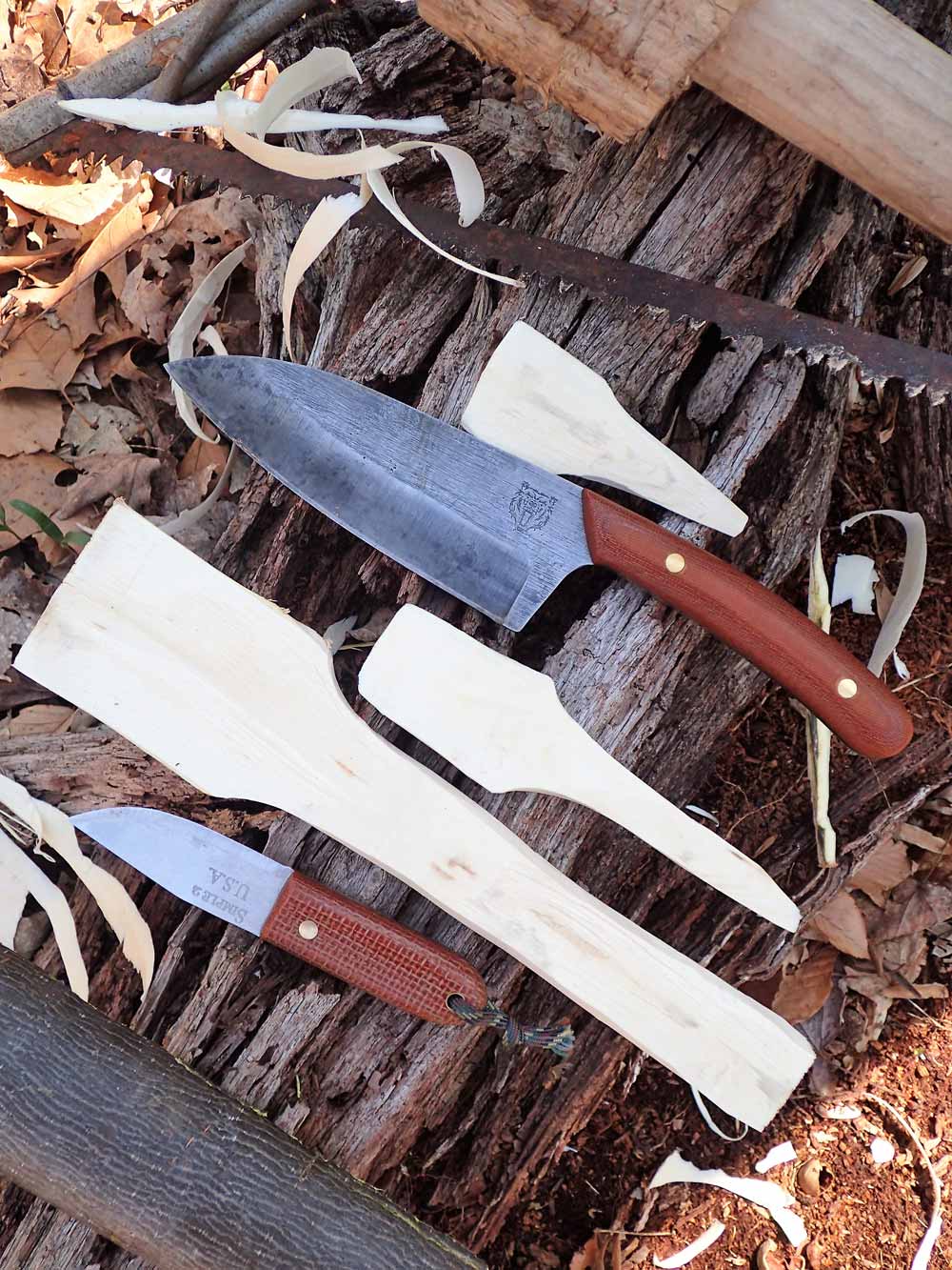 Rough blanks cut from a piece of green poplar 