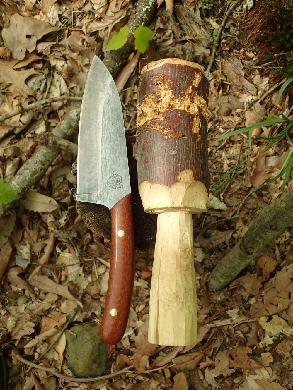 The completed and used wooden maul is seen here. 