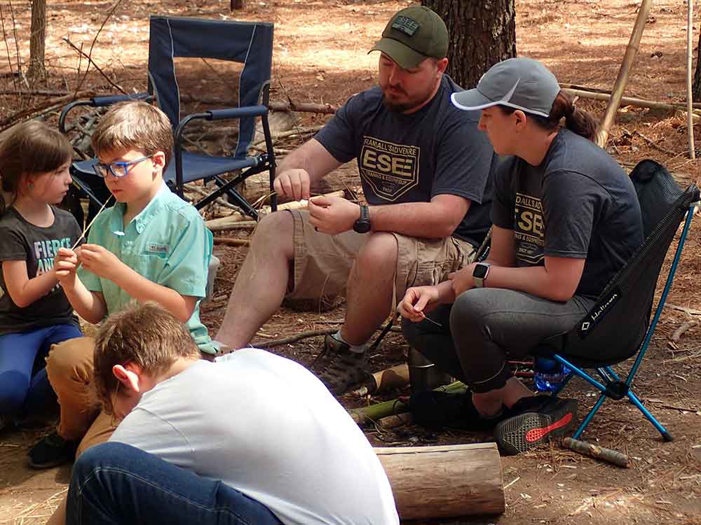 Cordage is being made from dry grasses