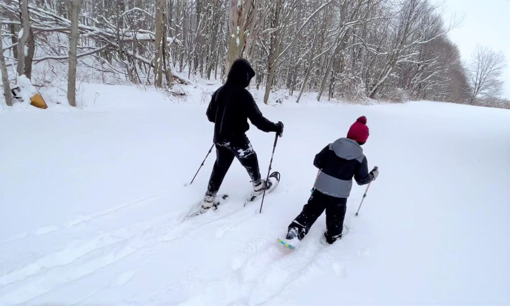 walking away through the snow